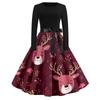 Women's Casual Fashion Round Neck Christmas Printed Vintage Dress