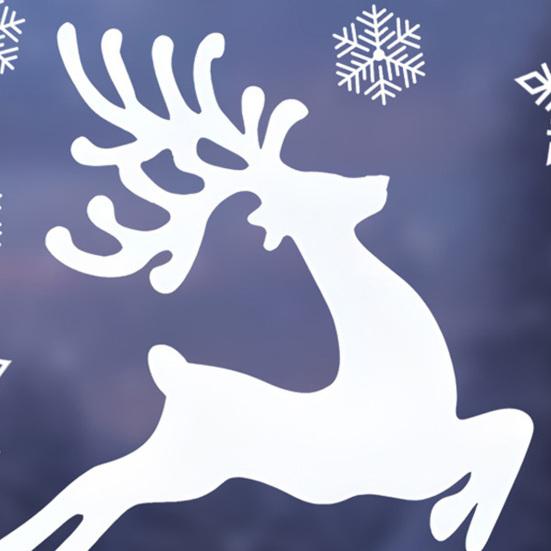 Christmas Window Clings White Elk Clings, Snowy Xmas Tree Windows Stickers, Shop Display Winter Forest Trees Decorations for Party Home Office