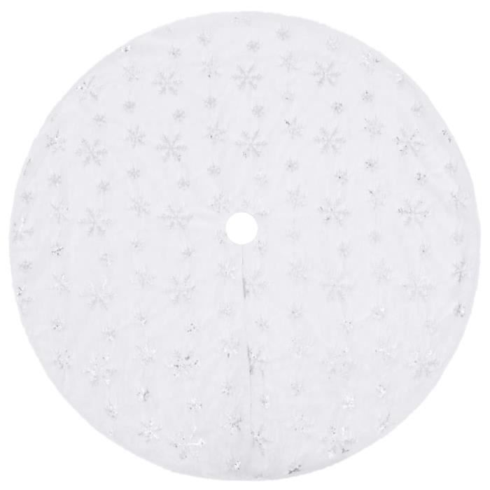 VidaXL Jupe de sapin de Noël de luxe Blanc 122 cm Fausse fourrure