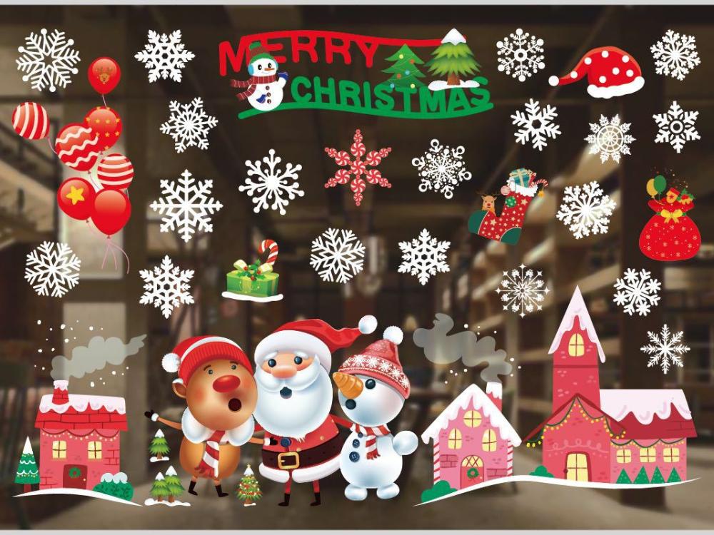 Christmas Decoration Supplies Window Stickers Santa Elk Wall Sticker for Christmas Home Door Window Display Decor Xmas New Year Decoration