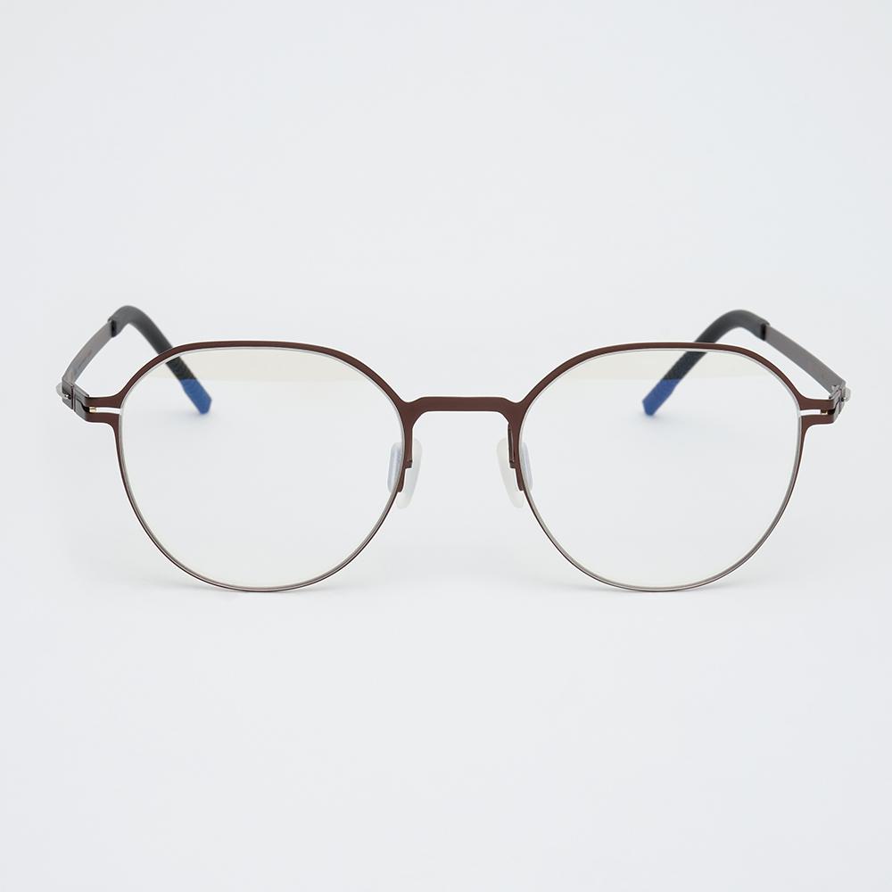 Alloaiweeo [The Air_Flat] Al8305 1616M Ultra-Lightweight Semi-Over Panto Round Brown Eyeglass Frame