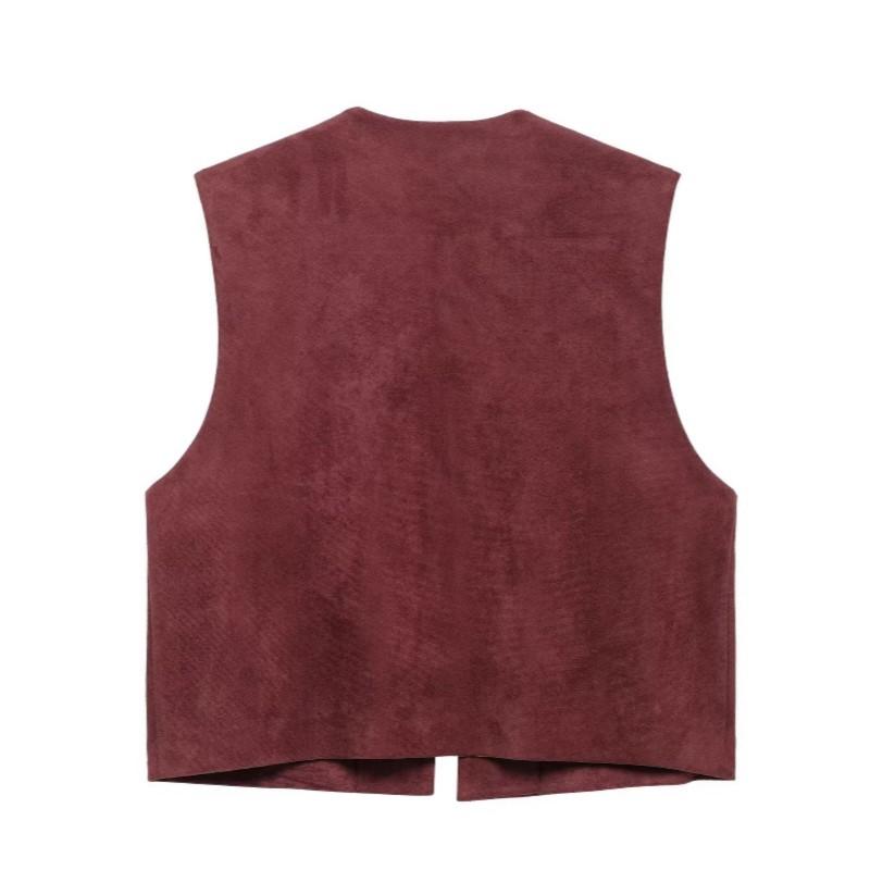 Fashion 2025 Early Autumn New Women's Fashion Casual Suede Like Texture Vest Embroidered Patterns Trendy & Versatile Sleeveless Tops