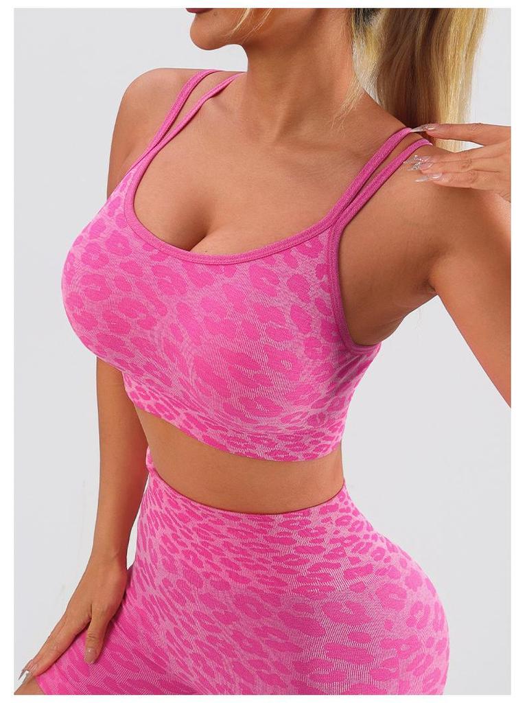 TK High Waist Seamless Yoga Set: Stretchy Three-Quarter Shorts & Sexy Bra with Chest Pads for Women