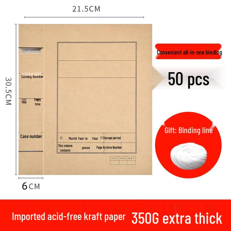 50 A4 Kraft Paper Document Archive File Folder Covers for Storage and Binding