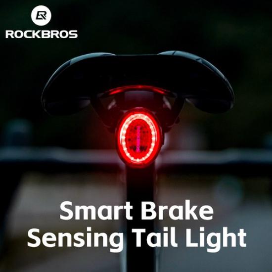 ROCKBROS Smart Brake Sensing Taillight Magnetic Charging Light for Night Riding