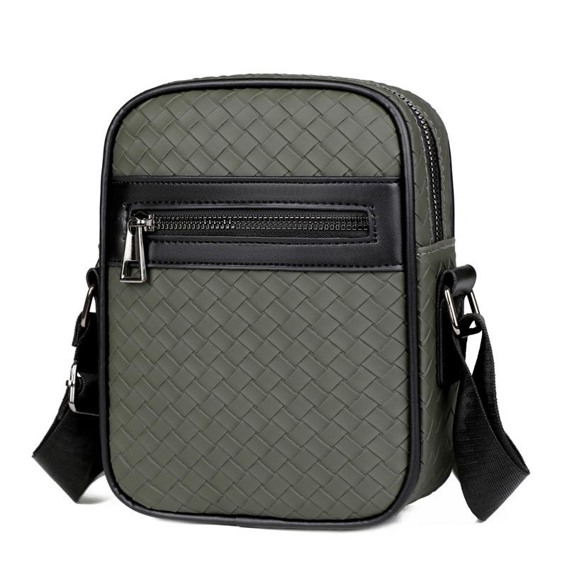 New Men's Messenger Bag Woven Pattern Fashion Casual Bag Shoulder Bag Simple and High-end Men's Bag