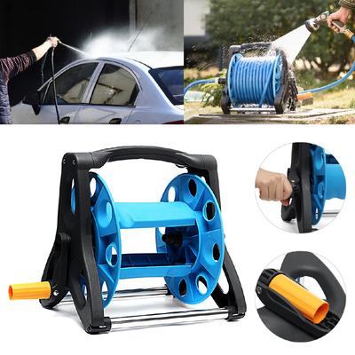 Garden Portable Water Hose Reel Holder 25M Hose Reel Watering Hose Pipe Clip For Household Irrigation Tool and Wash Car Blue