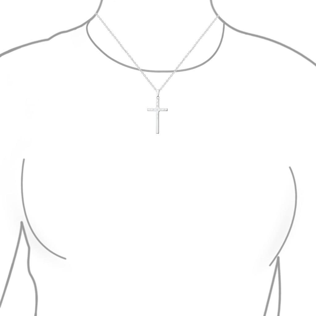 Religious Jesus Cross Pendant Polished Solid Sterling Silver and Customizable for and "Unisex Medium-sized, Personal, Traditional, Simple, Basic,