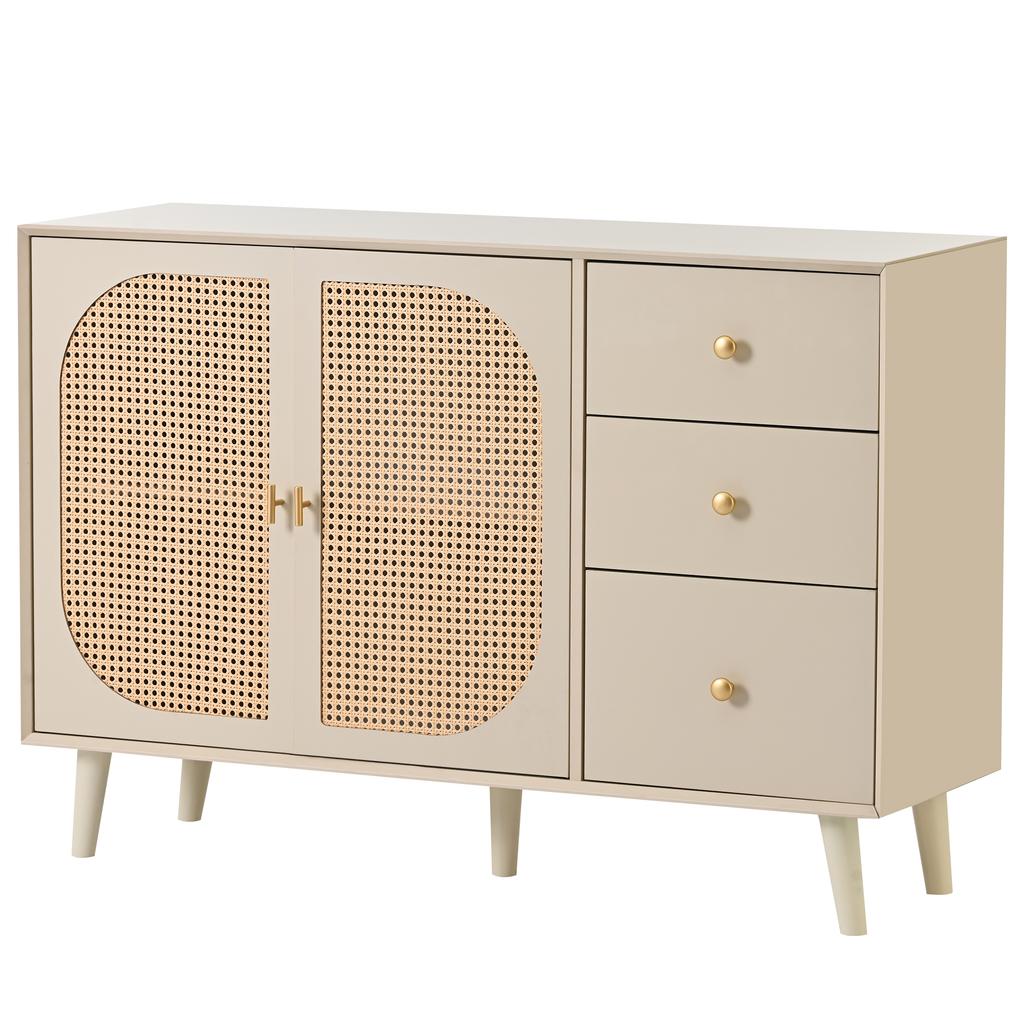 [CHANGE IMAGE]Dining Room Living Room Sideboard Storage TV Table with Doors and Drawers with Large Storage Space Off-white Cream Width 120 Cm