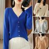 Women Knitting Cardigan Stylish V-neck Knitting Cardigan with Ribbed Cuffs for Women Solid Color Long Sleeve Sweater for Spring