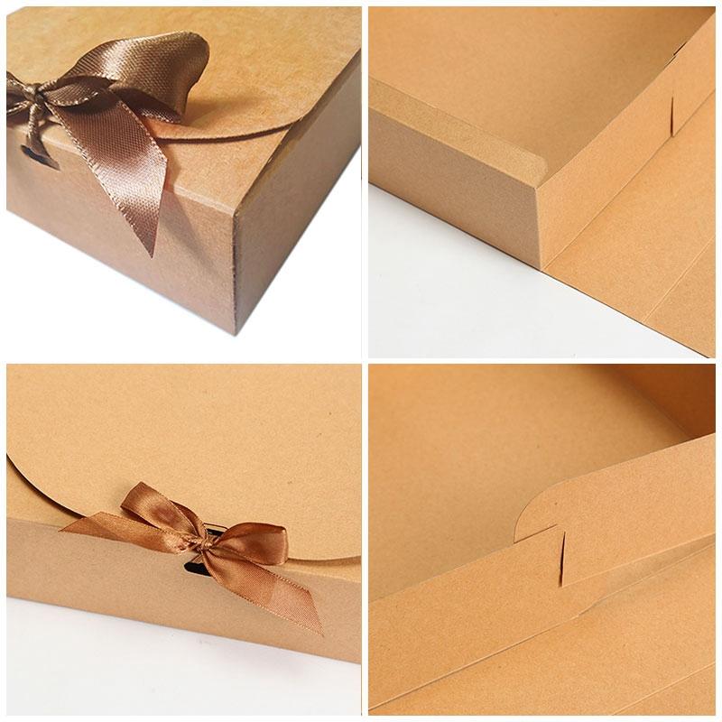 1/5Pcs Square Gift Box With Decorative Bow Ribbons Party Weddings Birthday Cardboard Box Diy Present Package Gift Boxes Decor