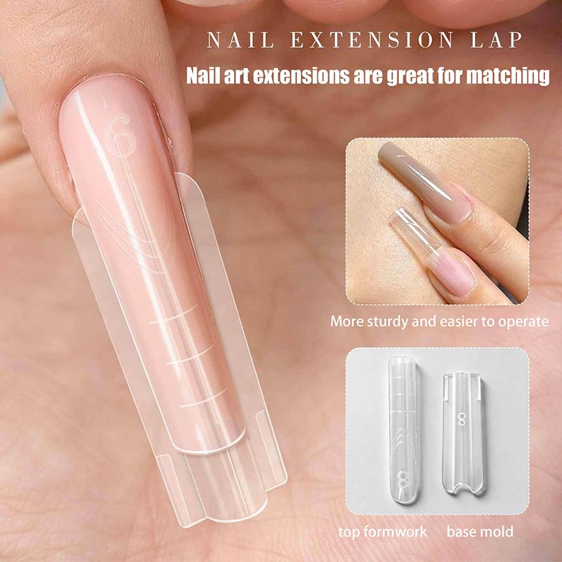 Formine Doppie per Unghie Sandwich 140/280 Pezzi 13 Misure Estensioni Rapide - Formine Doppie a Mandorla Ovale a T Formine per Manicure Stampo Superiore Stampo Inferiore
