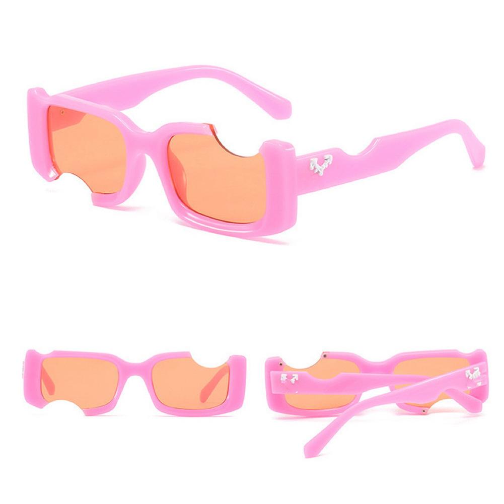 1Pcs Retro Broken Frame Sunglasses Unisex Luxury Sun Glasses Men Fashion Rectangle Jelly Sunglasses with Metal Hinges UV400