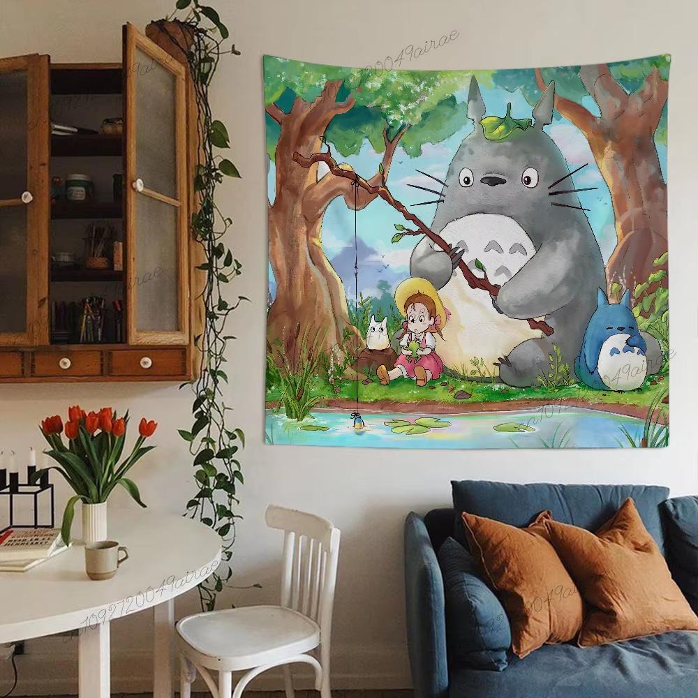 Animal Studio Ghibli TTotoroes Tapestry Anime Tapestry Wall Hanging Cloth Bedroom Wall Art Decor Background Cloth Flag Banner