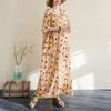Dimanaf 2025 Women Plus Size Summer Long Dress Floral Casual Vintage Dress Basic V-Neck Loose Dress Maxi