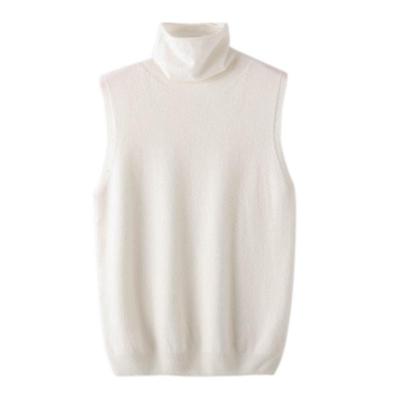Autumn Sleeveless Wool Vest: Stacked Neck, Seamless Loose Fit for Women