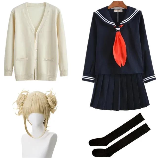 My foreAcademia Cosplay Halloween Costume, Anime Boku No, HimATM Toga JK Uniform, Pull Coat Wig Costumes