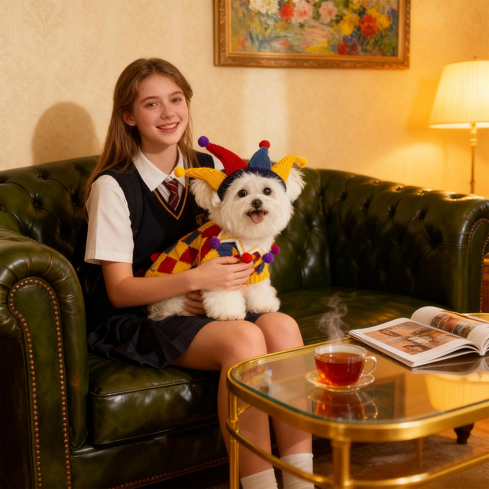 

Vintage Pet Sweaters For Small Dogs & Cats - Knitted Pet Pullovers With Unique Patterns, Warm & Stylish Pet Apparel For Daily Wear & Parties XS жёлтый