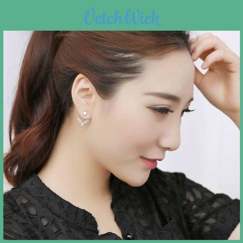 Elegant Korean Style Daisy Flower Stud Earrings With Zircon Stone For Women