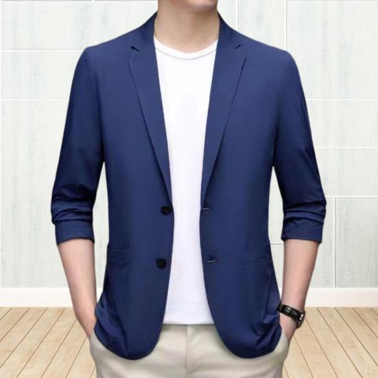 Herren Anzugmantel Revers Langarm Einreiher Anzug Farbe Jacke Uni Einzelne Taschen Business Formell Anzugmantel Arbeitskleidung