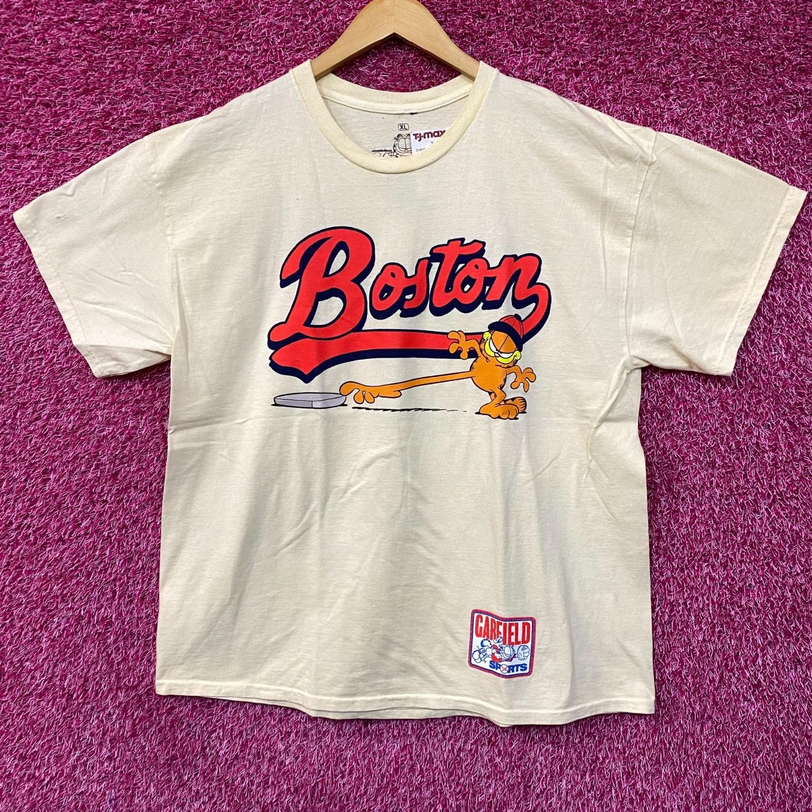 Garfield Boston Baseball Cartoon Graphic Design T-Shirt 2XL