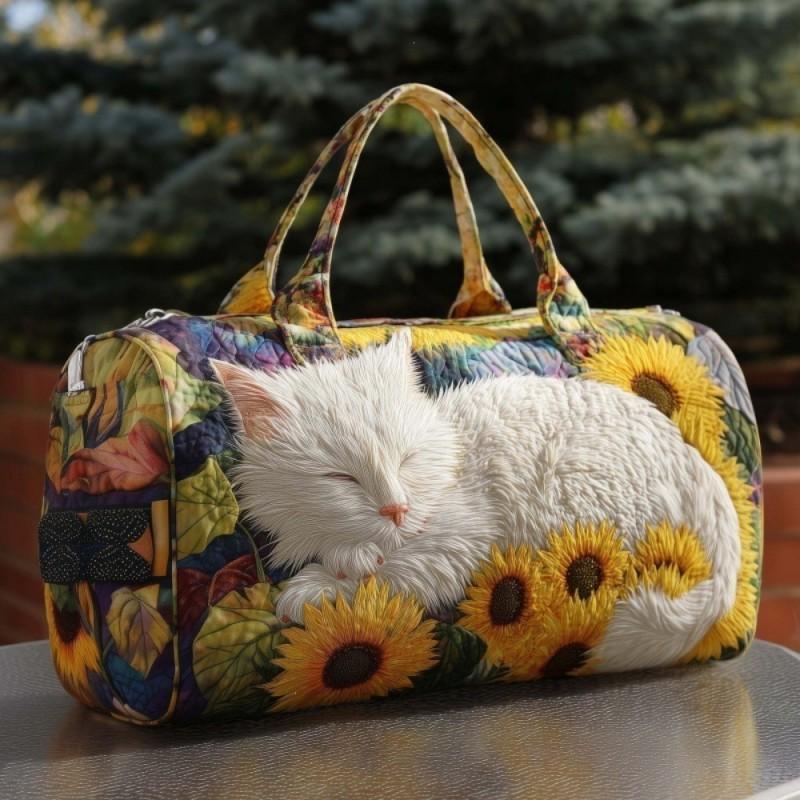 Small Animal Sunflower Print Travel Bag Unisex Gym Sports Large Capacity Weekend Overnight