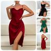 Pijama Cami Sexy din Satin cu Decolteu Adânc și Crăpătură Înaltă, Croială Strâmtă, Prietenoasă cu Pielea, Multicoloră, Îmbrăcăminte de Casă pentru Femei 638 Pijamale Luxoase, Flatante, cu Textură Mătăsoasă