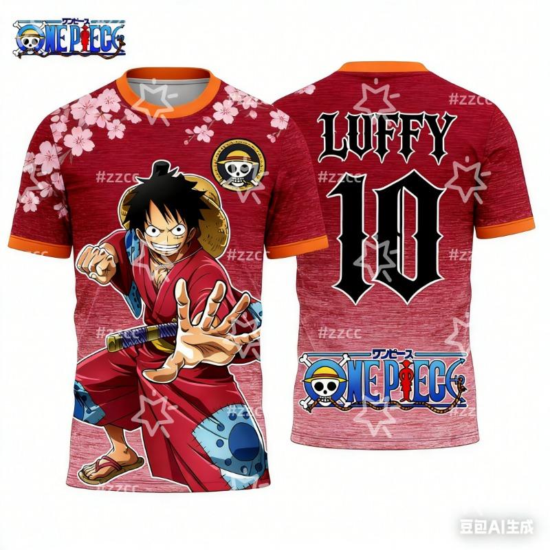 One Piece Anime Luffy Gear 5 3D Print Football Jersey For Men Women T-shirt Summer Casual Cosplay O-neck Tees Sports Kids Tops