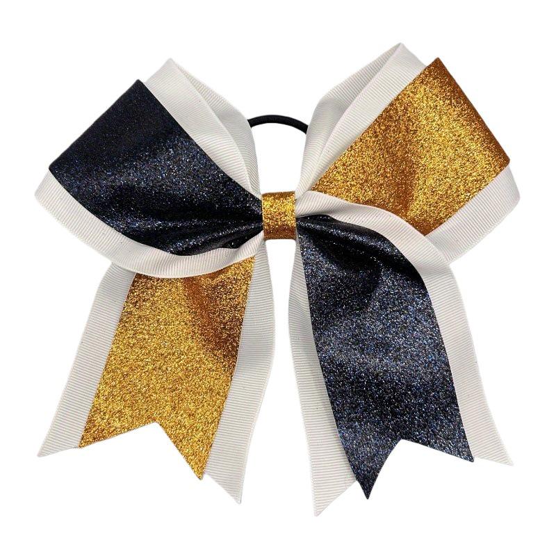 Glitter Cheerleading Bow Hair Tie with Double-Layer Elastic
