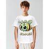 Children Crew Neck Short Sleeve T-Shirt with Cartoon Zombie Bee Print