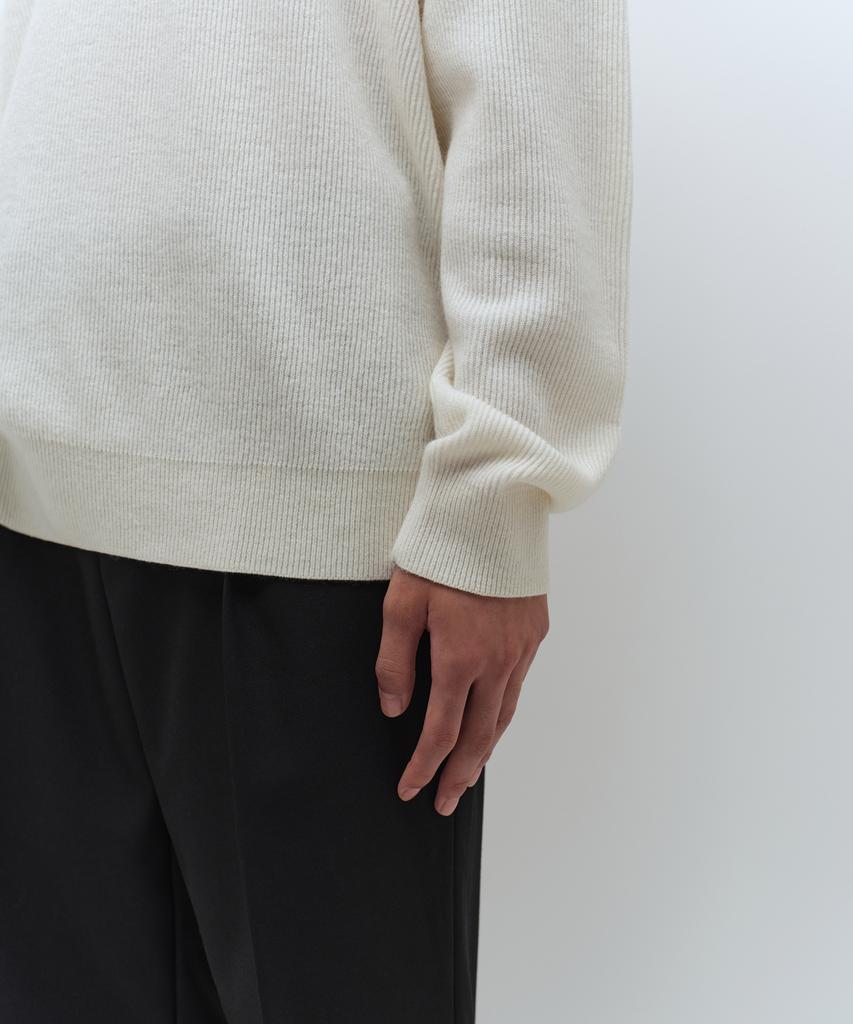 MUSINSA STANDARD [Victoria Wool] Minimal Ribbed Crew Neck Knit [Cream]