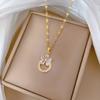 Flower Ring Temperament Micro-Diamond Necklace Women'S Exquisite Wind Collarbone Chain With Jewelry
