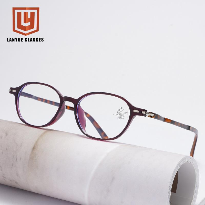 Ultra-light small frame TR glasses frame men's and women's elegant temperament anti-blue flat mirror plain literature and art