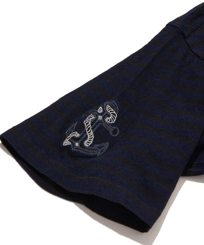 PENFIELD Indigo Single Stripe Vintage Artwork Embroidered Short Sleeve T-Shirt Indigo_Fs2Kt61U