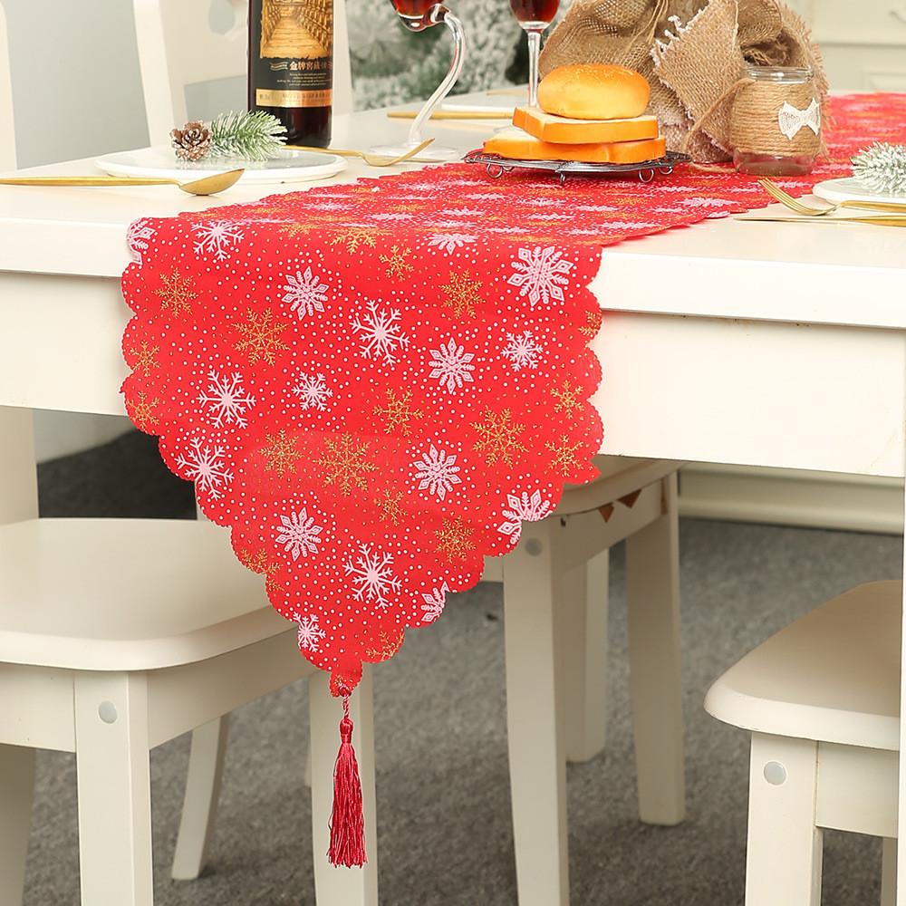 

Luxurious Christmas Table Runner Featuring Stunning Burlap Prints For Festive Dining Decor Style A