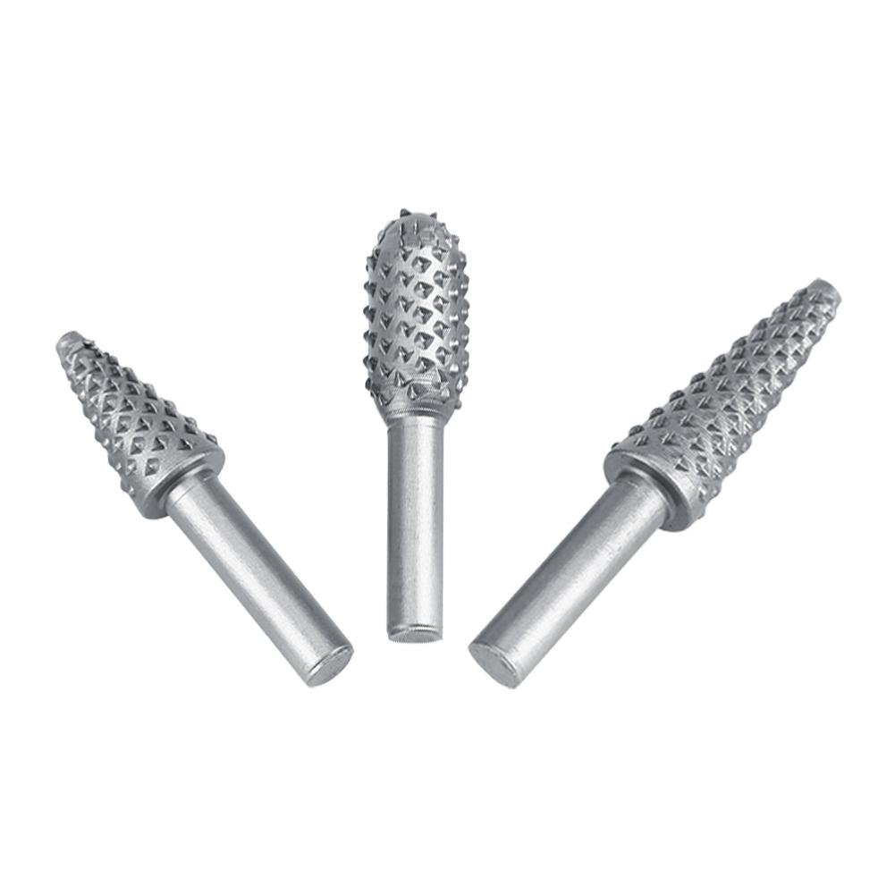 5Pcs Hard Alloy Rotary Burr Rasp File Set 6.3mm Shank Wood Carving Drill Bits