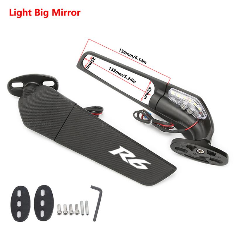 For YAMAHA YZF R6 R1 R25 R3 R125 R15 2025 Motorcycle Accessories Mirror Modified Wind Wing Adjustable Rotating Rearview Mirrors