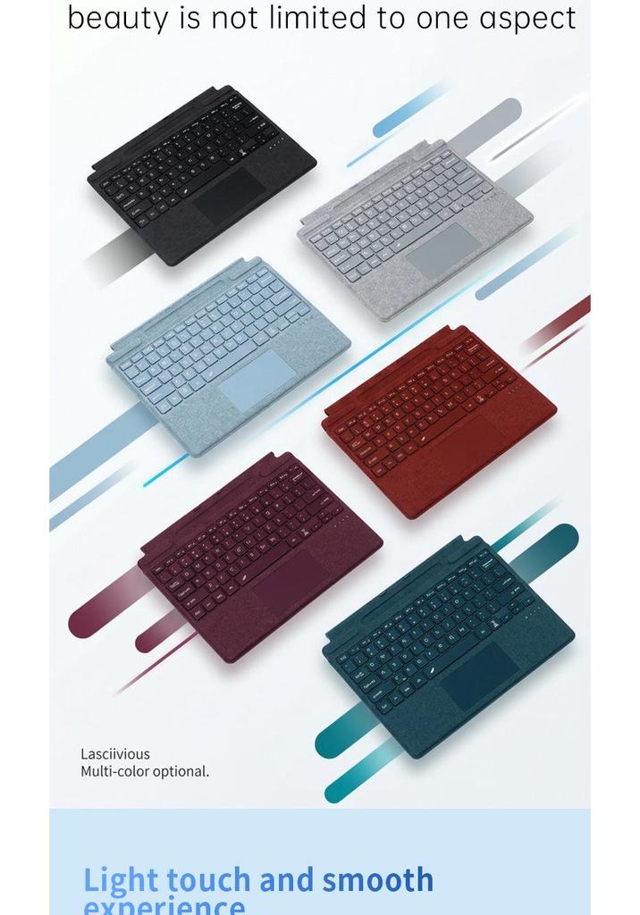 Microsoft Surface Tablet Magnetic Bluetooth Keyboard Case with Seven-Color Backlight for Pro 8/9/10/11/X