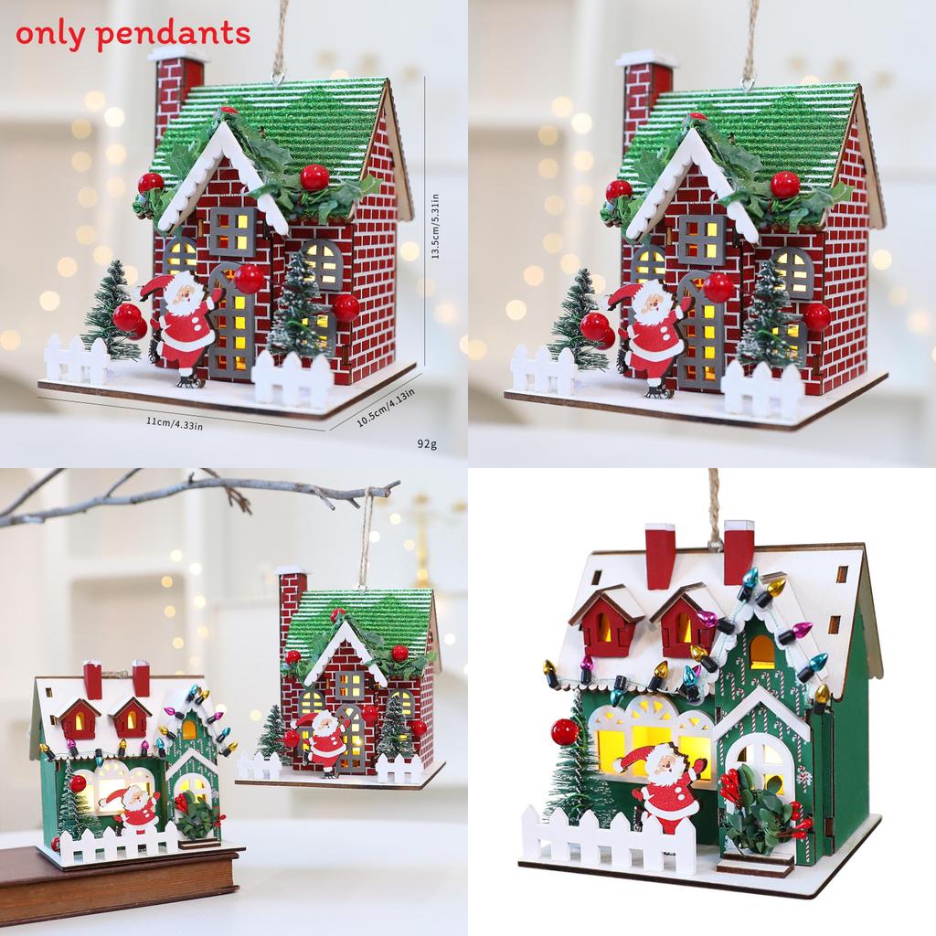Christmas Wooden House Decor With Snowy Scene For Holiday Home Display