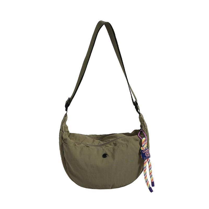 Elegant Nylon Crescent Bag Stylish Streetwear Trendy Design With Stitching Details