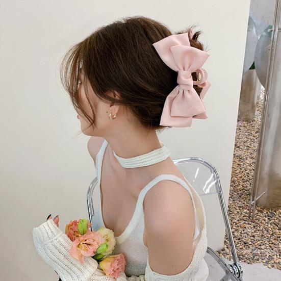 Damen Haarspange Satin-Schleife Decor Anti-Rutsch-Design Haarklammer Hinterkopf Haiklammer Urlaubsreise Strand Haarschmuck