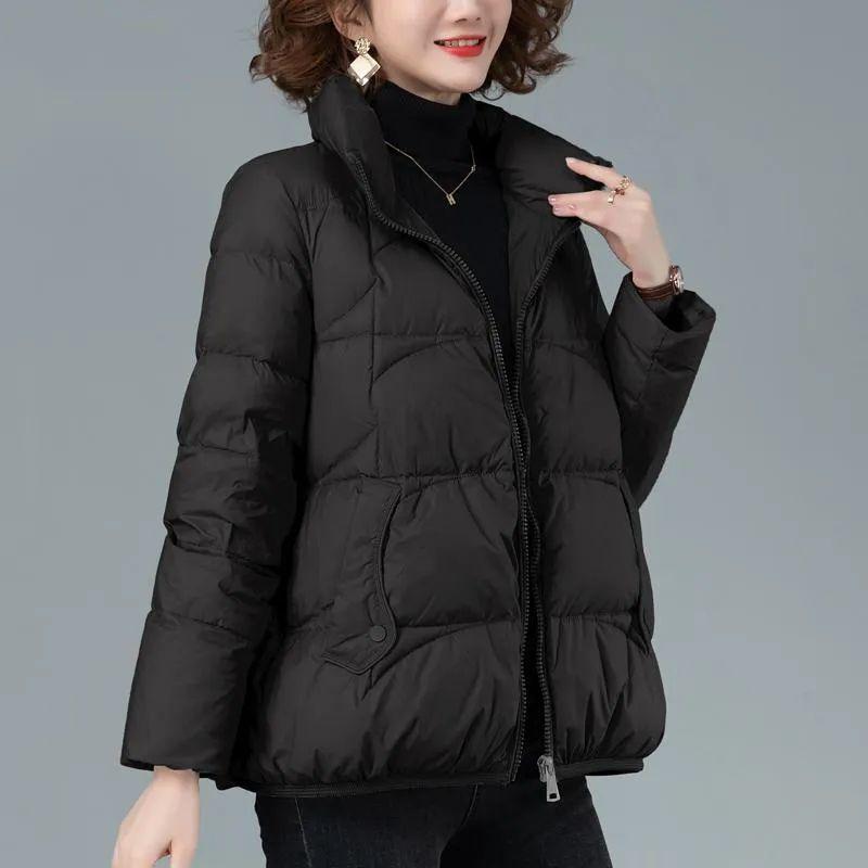 

Женский короткий пуховик Женский зимний свободный пуховик с воротником-стойкой Модный теплый пуховик S