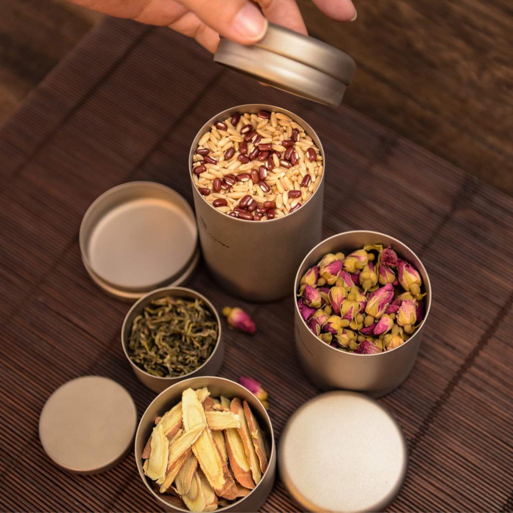 Boundless Voyage Pure Titanium Tea Coffee Tea Storage Perfect for Outdoor and Home Use Canister, & Container, Lightweight, Light-Proof, Travel,