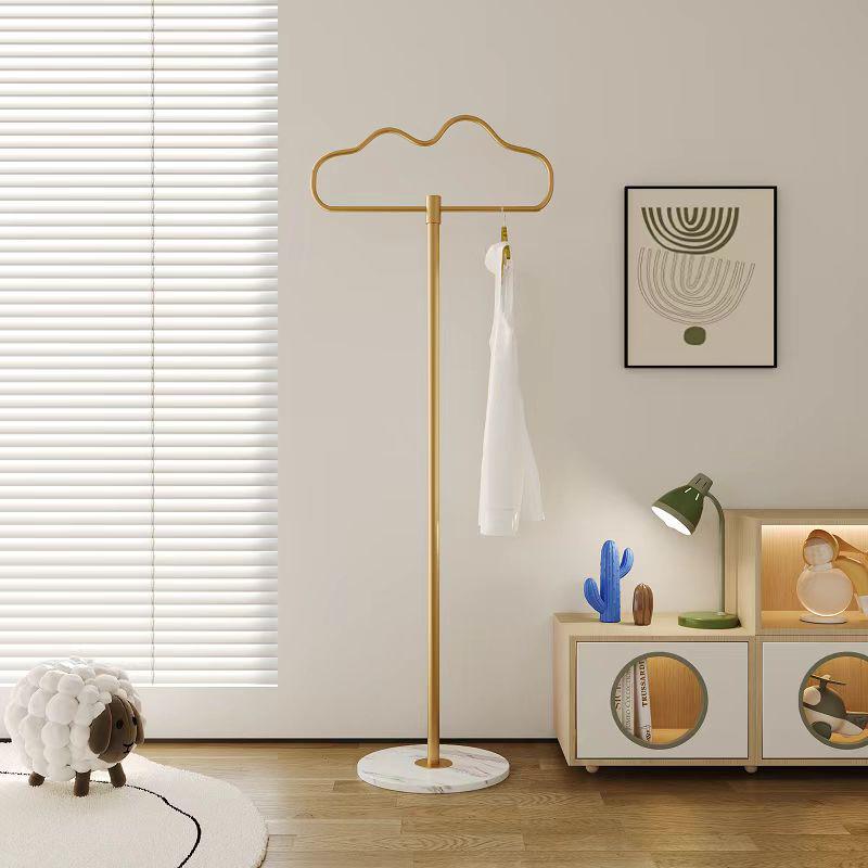 Nordic Marble & Metal Floor-standing Coat Rack, Foldable Wrought Iron Clothes Rack.