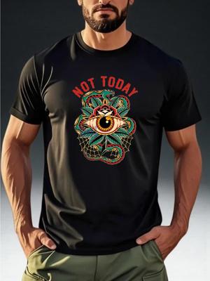 Men'S Short-Sleeve T-Shirt Featuring a 'NOT TODAY' Snake Eye Tattoo Print