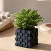 3D Printed Pixel Cube Planter, Grid Spliced Decor, Retro Geometric Ornament, Matte Breathable Structure, Compact Desktop Pot for Succulents Green