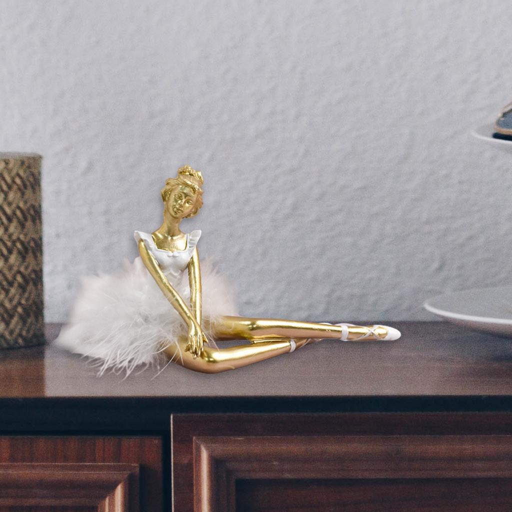 Ballerina Statue European Style Collectible Ballet Dancer Sculpture Artwork for Bedroom Home Office Bookcase Entrance Decor