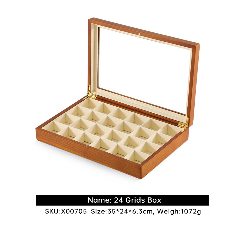 For  Bracelet Necklace Display Case Wooden Ring Earrings Organizer Large Jewelry Storage Box With Cover X007