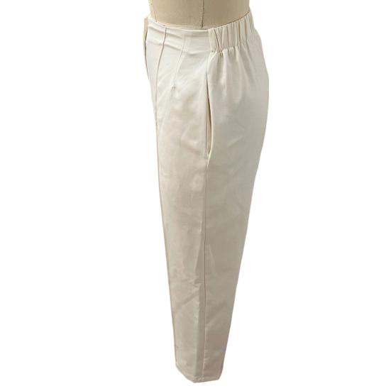 Women Pants Slim-Fit Straight Leg Nine-Point Length High Waist Tapered Dress Trousers with Pockets Business Casual Trousers