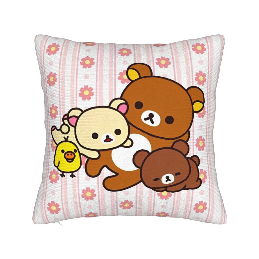 Rilakkumas Cartoon Square Pillow Covers Polyester Home Cushion Cover Funny Decorative Throw Pillow Case 4040